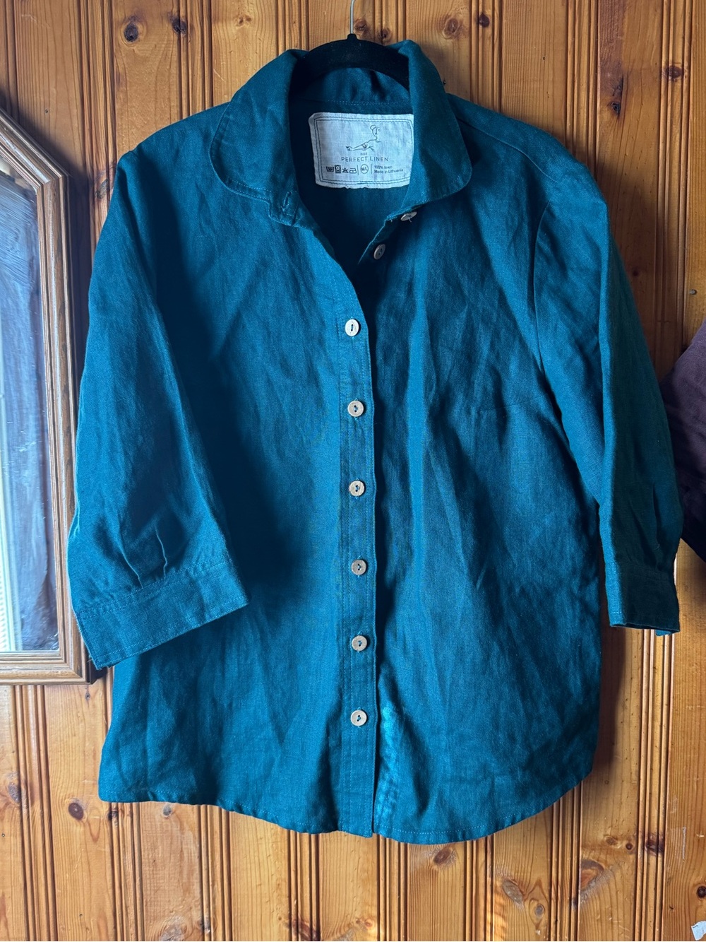 notPERFECTLINEN Teal Button-Down Linen Shirt